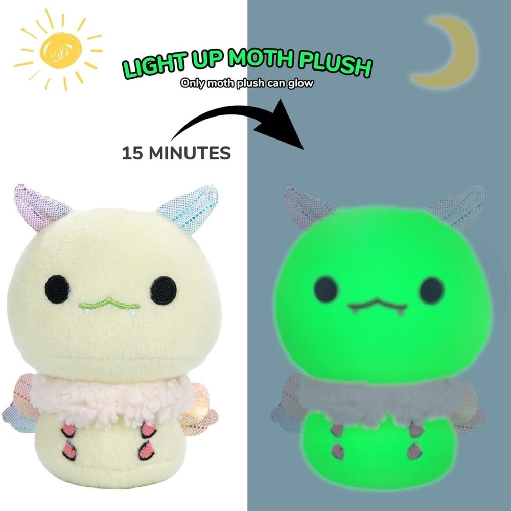 MEWAII 🦋 Mothman Glow In The Dark Mini Bouncy Bouncy Plush Keychain NWT - Picture 6 of 6